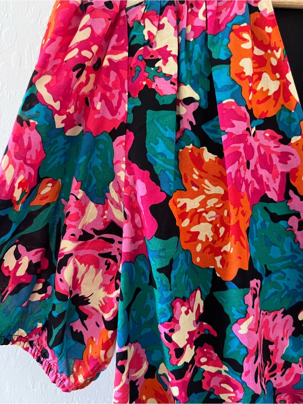 Chelsea & Violet Pink and Green Floral Crop Blouse | Colorful Cottagecore Size L - Picture 4 of 6